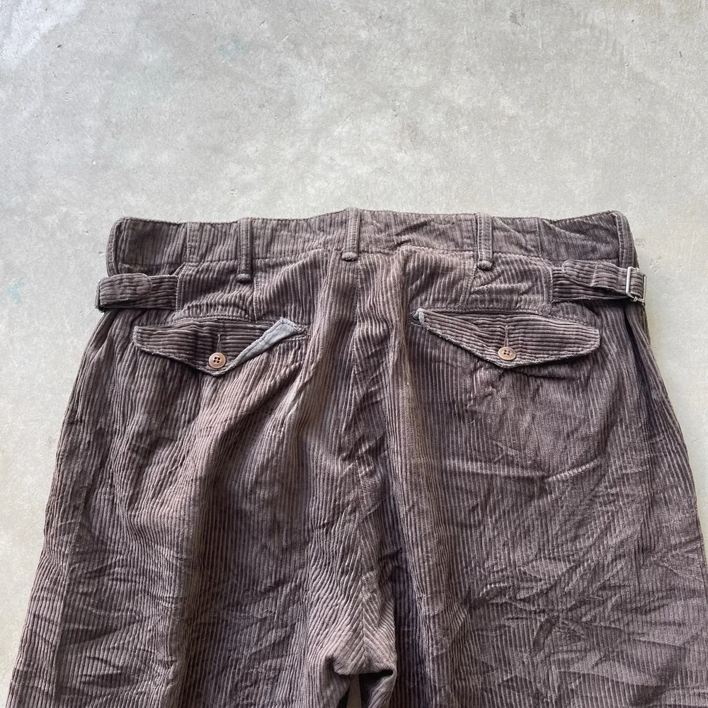 RRL Ralph Lauren Pants Mens 33x32 Brown Corduroy Side Buckle Button Fly Baggy